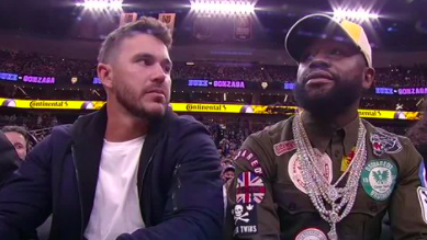 Brooks Koepka attends college basketball with Boxing legend Floyd Mayweather